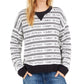 Suéter feminino Tommy Hilfiger com listras e logotipo, branco, tamanho X-G