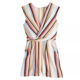 Speechless Juniors' Surplice Striped Romper Natural Size Small