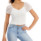 Blusa de malha franzida Crave Fame Juniors, branca, tamanho grande
