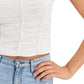 Blusa de malha franzida Crave Fame Juniors, branca, tamanho grande