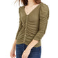 Blusa texturizada franzida Crave Fame Juniors, verde, tamanho pequeno
