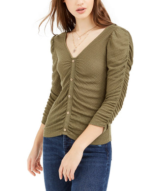 Blusa texturizada franzida Crave Fame Juniors, verde, tamanho pequeno