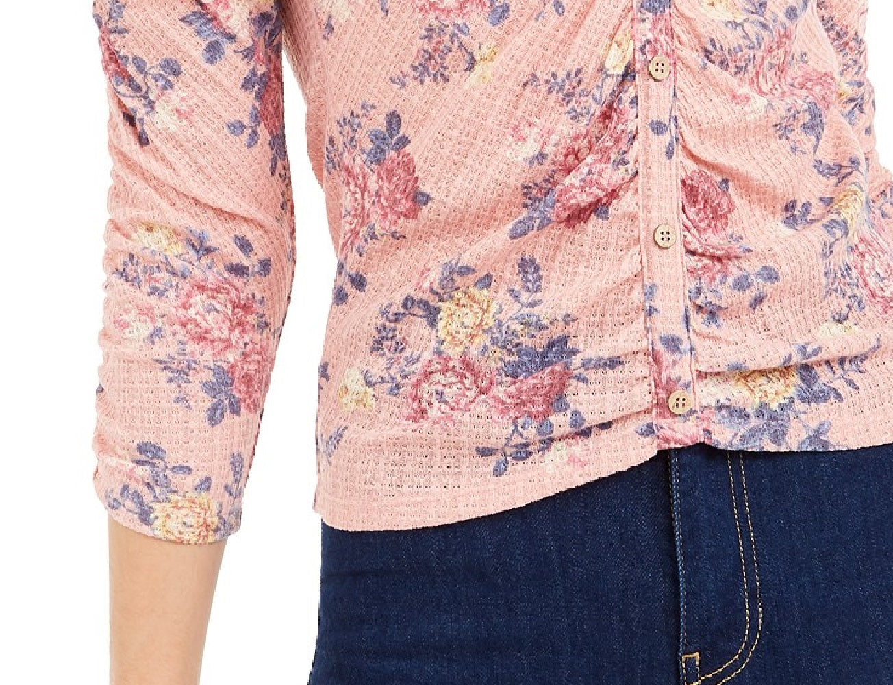 Blusa floral franzida Crave Fame Juniors, rosa, tamanho extra pequeno