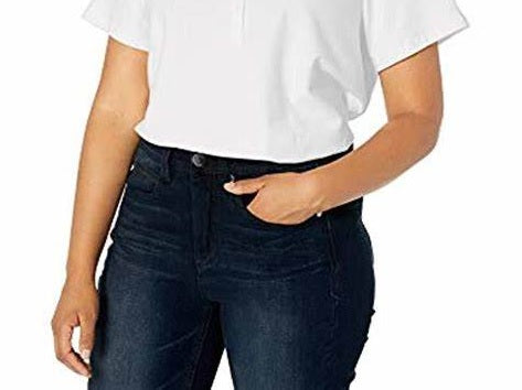 Camisa polo feminina Tommy Hilfiger Core, branca, tamanho extra grande