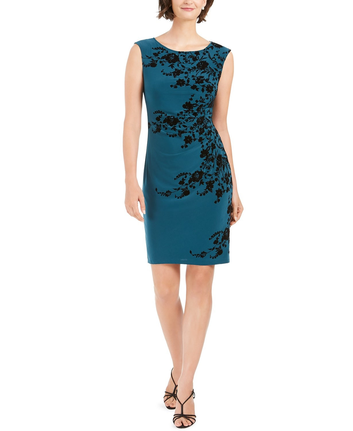 Vestido feminino Jessica Howard Petite Velvet Flocked Bkn Tamanho 14P