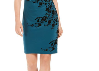 Vestido feminino Jessica Howard Petite Velvet Flocked Bkn Tamanho 14P