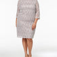 Vestido de renda com lantejoulas plus size Jessica Howard feminino, bege escuro, tamanho 20