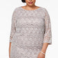 Vestido de renda com lantejoulas plus size Jessica Howard feminino, bege escuro, tamanho 20