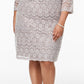 Vestido de renda com lantejoulas plus size Jessica Howard feminino, bege escuro, tamanho 20