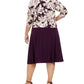 Vestido plus size com cintura franzida e jaqueta com estampa floral Jessica Howard feminino, roxo, tamanho 16W