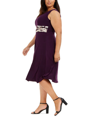Vestido plus size com cintura franzida e jaqueta com estampa floral Jessica Howard feminino, roxo, tamanho 16W