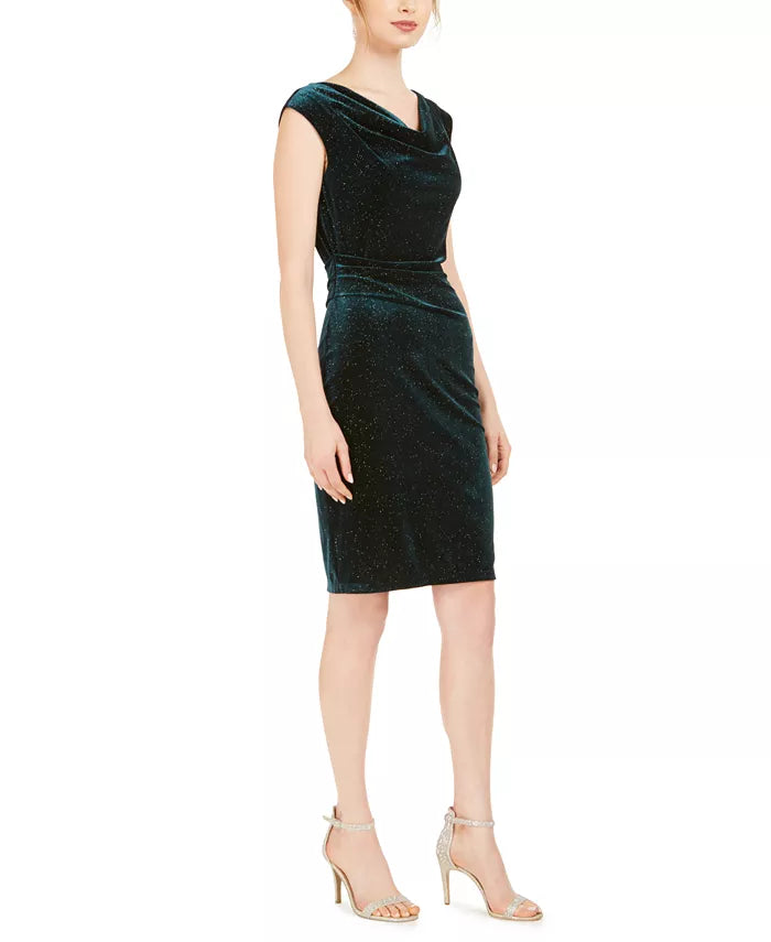 Vestido justo com decote em V e glitter em veludo, tamanho 12, da Jessica Howard, feminino