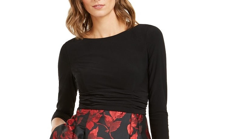 Vestido feminino Jessica Howard com saia plissada e ajuste evasê, preto, tamanho 12