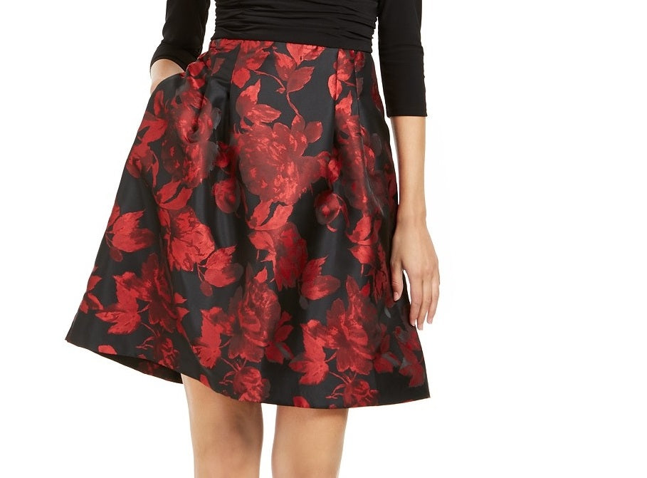 Vestido feminino Jessica Howard com saia plissada e ajuste evasê, preto, tamanho 12