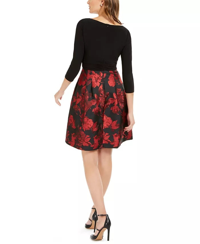 Vestido feminino Jessica Howard com saia plissada e ajuste evasê, preto, tamanho 6