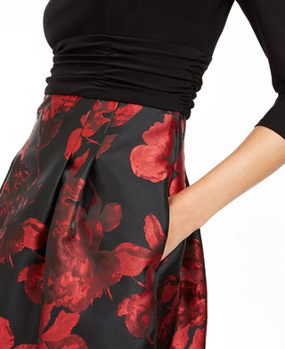 Vestido feminino Jessica Howard com saia plissada e ajuste evasê, preto, tamanho 6