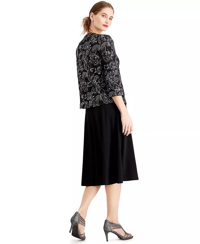 Vestido e jaqueta com glitter feminino Jessica Howard, tamanho 12, prateado