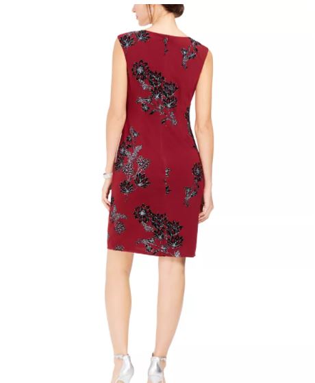 Vestido justo de veludo brilhante feminino Jessica Howard, tamanho 12, vermelho, pequeno