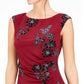 Vestido justo de veludo brilhante feminino Jessica Howard, tamanho 12, vermelho, pequeno