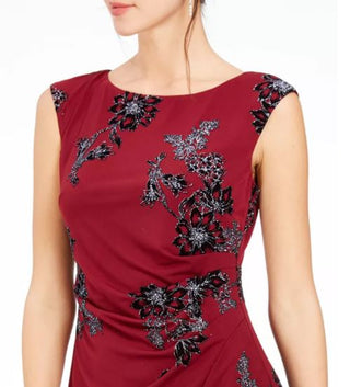 Vestido justo de veludo brilhante feminino Jessica Howard, tamanho 12, vermelho, pequeno