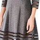 Vestido feminino Jessica Howard com acabamento metálico e ilusão, tamanho 4P, prateado