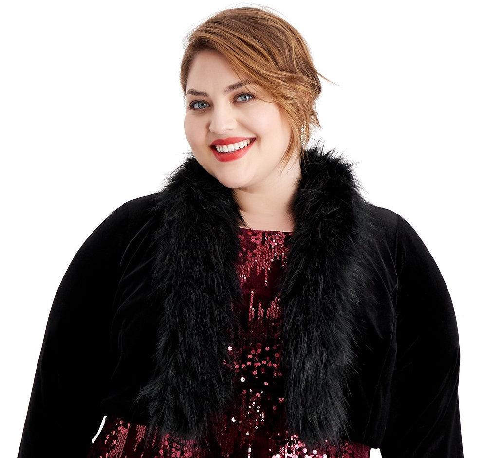 Jaqueta de veludo feminina Jessica Howard Plus, preta, tamanho extragrande