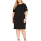 Vestido feminino plus size com acabamento ilusionista canelado Jessica Howard, preto, tamanho 22