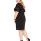 Vestido feminino plus size com acabamento ilusionista canelado Jessica Howard, preto, tamanho 22