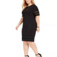 Vestido feminino plus size com acabamento ilusionista canelado Jessica Howard, preto, tamanho 22