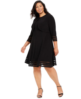 Jaqueta feminina Jessica Howard Plus Illusion-Trim preta tamanho 16W