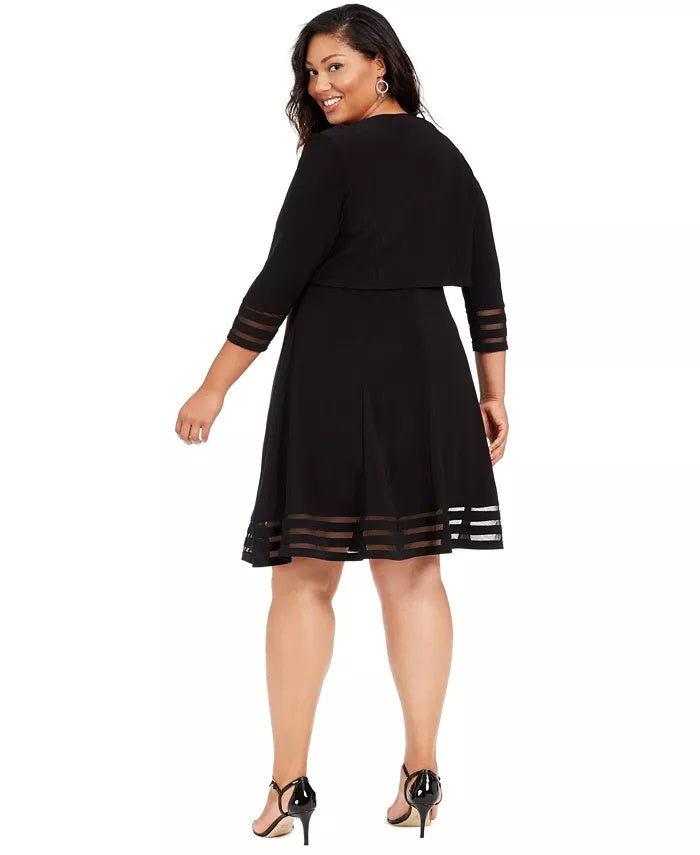 Jaqueta feminina Jessica Howard Plus Illusion-Trim preta tamanho 16W