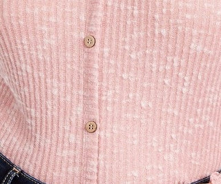 Blusa de malha canelada Crave Fame Juniors, rosa, tamanho médio