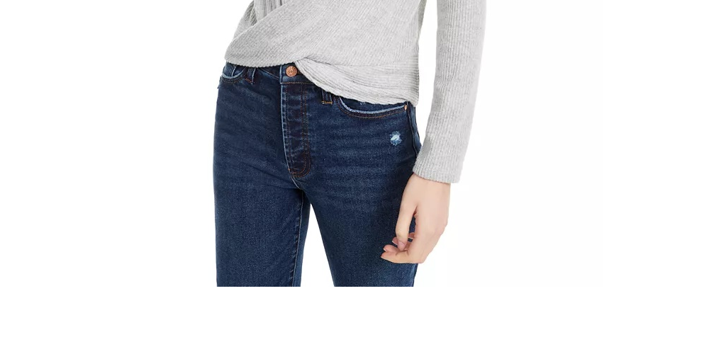 Blusa de gola alta Crave Fame Juniors Cozy Twist-Front, tamanho P, prata