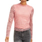 Blusa de renda com gola alta Crave Fame Juniors, tamanho médio, rosa, pequeno