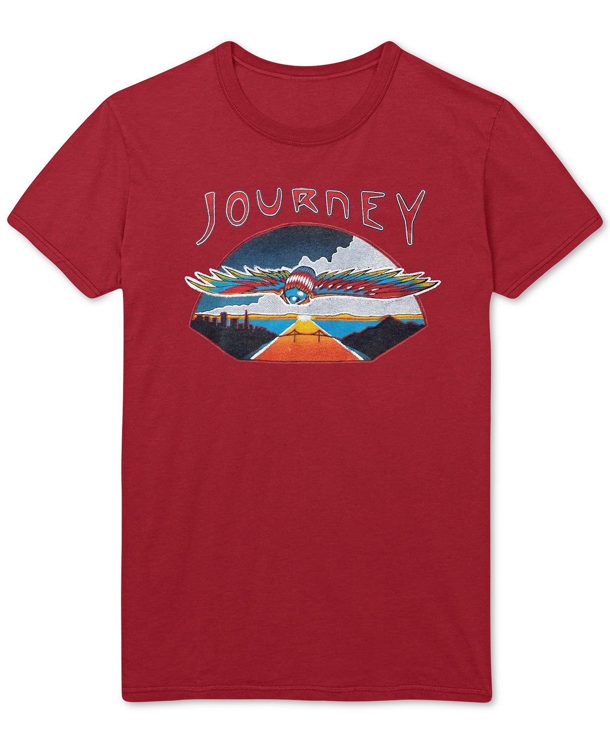 Camiseta gráfica masculina Journey Flying vermelha tamanho pequeno
