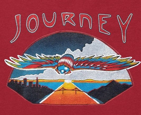 Camiseta gráfica masculina Journey Flying vermelha tamanho pequeno