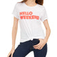 Camiseta estampada Hello Weekend feminina Love Tribe, tamanho grande, branca, para jovens
