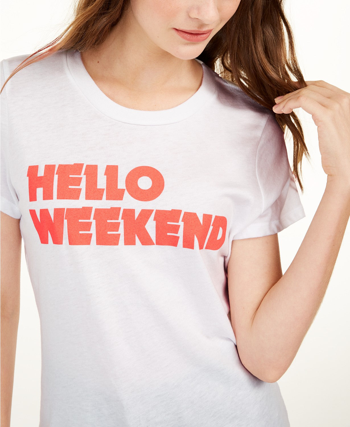 Camiseta estampada Hello Weekend feminina Love Tribe, tamanho grande, branca, para jovens
