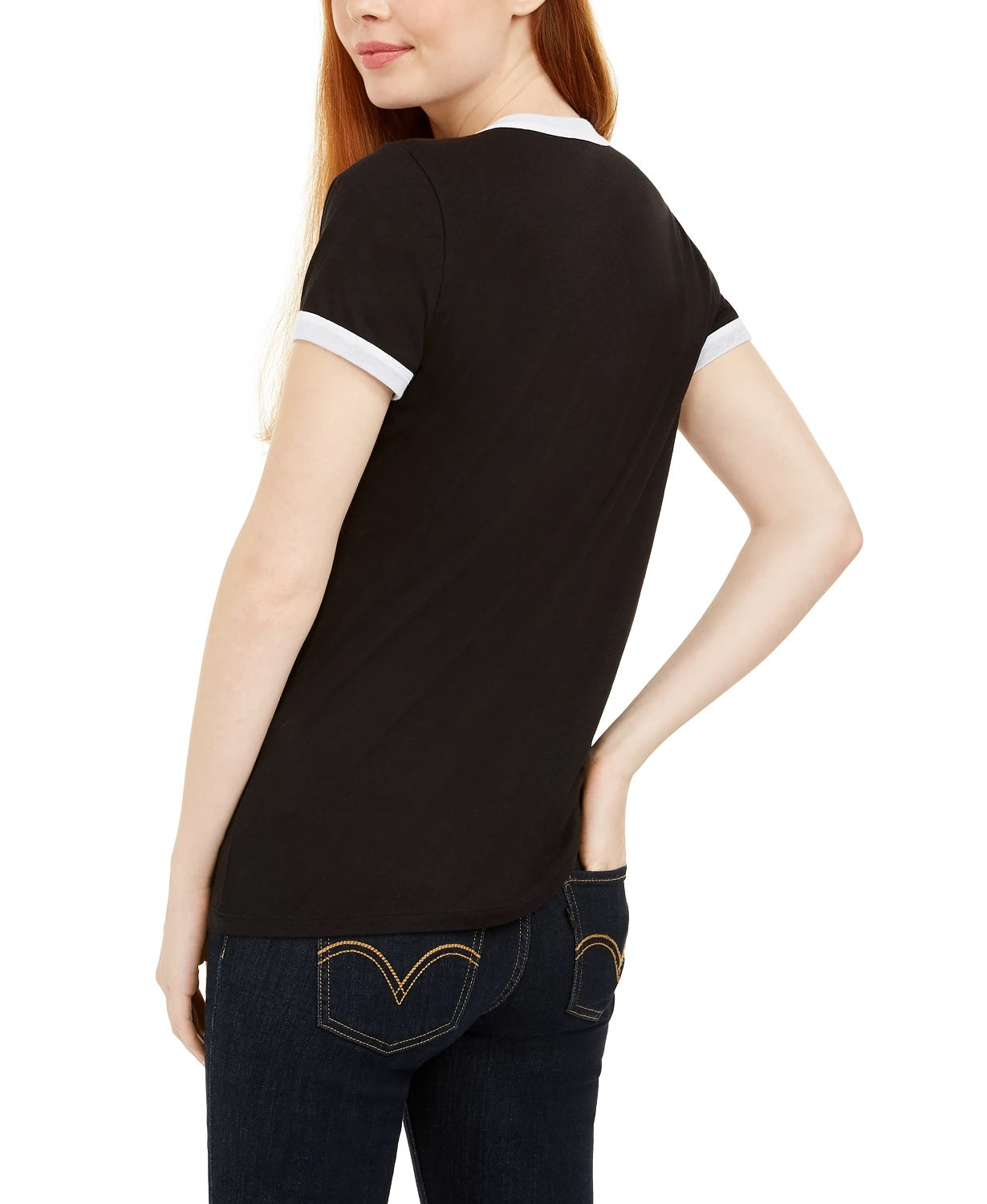 Camiseta Love Tribe Junior's Obviously Busy Graphic Ringer Preta Tamanho Médio