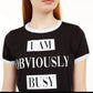 Camiseta Love Tribe Junior's Obviously Busy Graphic Ringer Preta Tamanho Médio