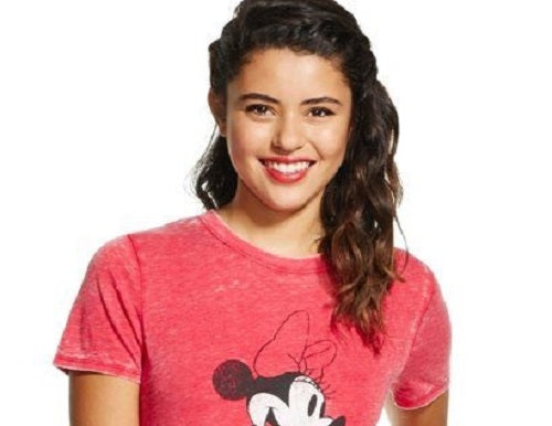 Camiseta estampada da Minnie Mouse da Disney Juniors, vermelha, tamanho extra grande