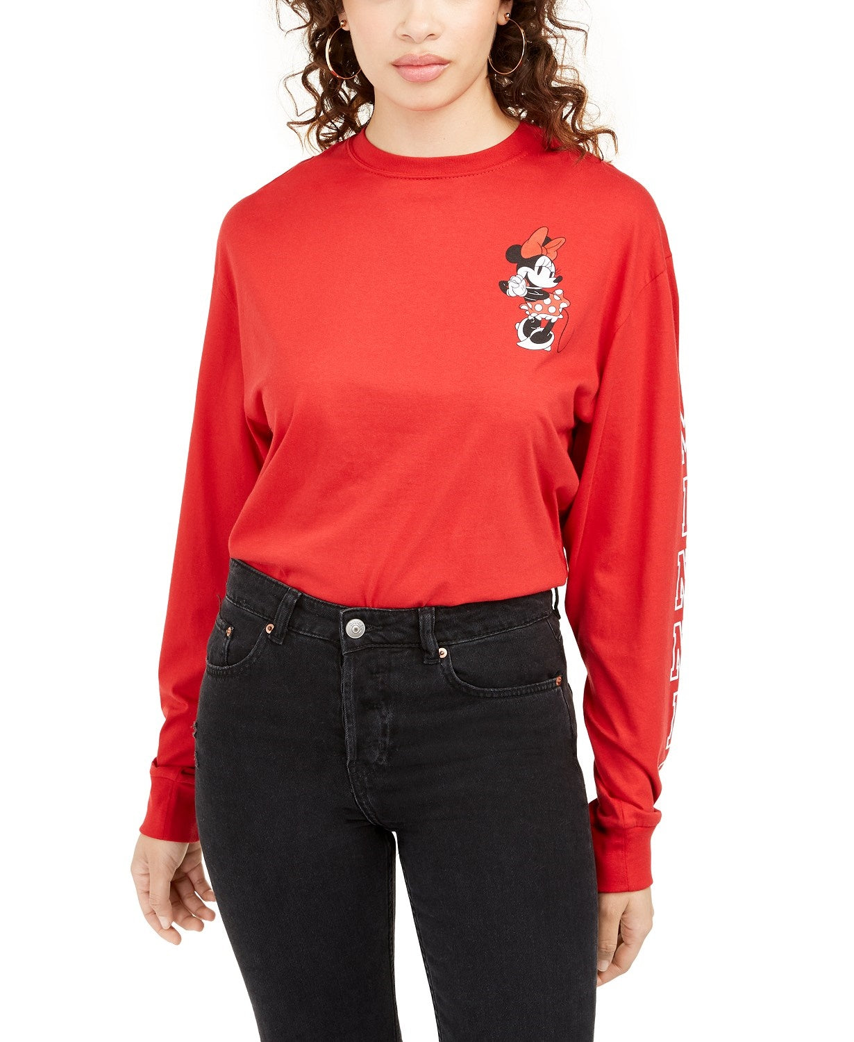 Camiseta estampada da Minnie Mouse da Disney Juniors, vermelha, tamanho extra pequeno