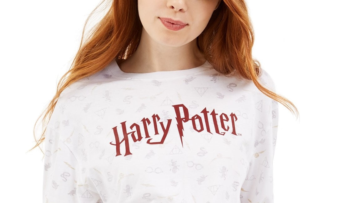 Camiseta gráfica Harry Potter da Warner Brothers Juniors, tamanho médio, branca