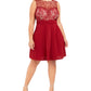 Vestido feminino Love Squared Trendy Plus Size com renda e ajuste evasê, vermelho, tamanho 3, extra grande