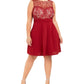 Vestido feminino Love Squared Trendy Plus Size com renda e ajuste evasê, vermelho, tamanho 2, extra grande