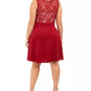 Vestido feminino Love Squared Trendy Plus Size com renda e ajuste evasê, vermelho, tamanho 2, extra grande