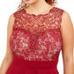 Vestido feminino Love Squared Trendy Plus Size com renda e ajuste evasê, vermelho, tamanho 2, extra grande