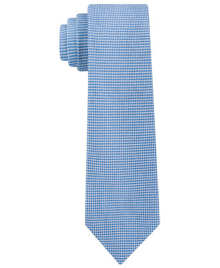 Gravata fina de seda Calvin Klein Micro Squares masculina, tamanho azul marinho, regular