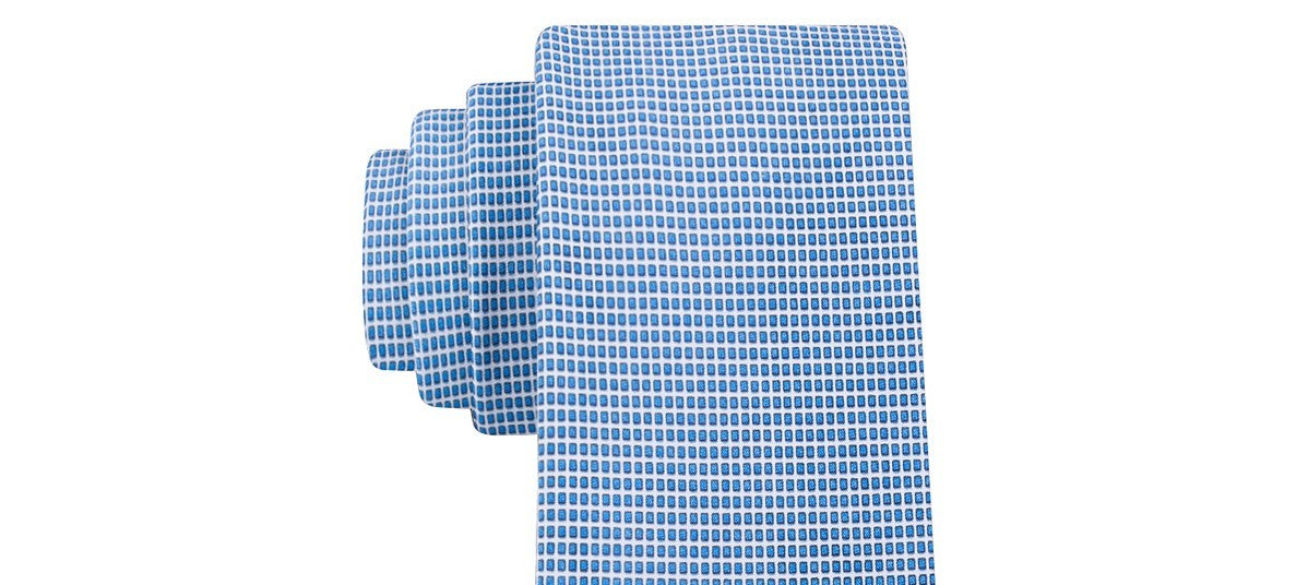 Gravata fina de seda Calvin Klein Micro Squares masculina, tamanho azul marinho, regular