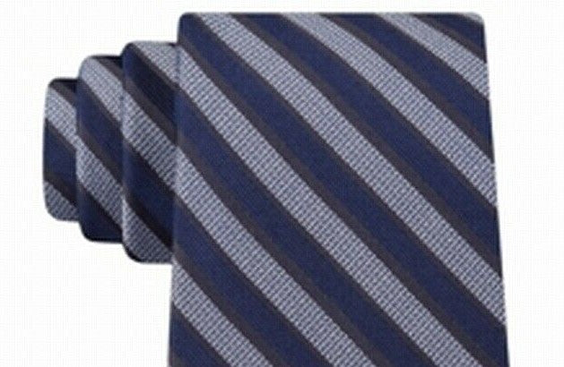 Gravata de seda listrada clássica masculina Calvin Klein, azul, tamanho regular